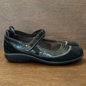 Naot Kirei  Mary Jane Black Madras/Black Suede/Black Patent Size US 7 (38)